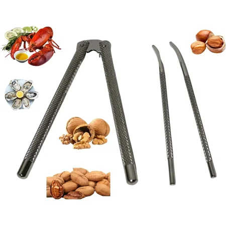 Dependable Industries Nutcracker and Seafood Cracker Set Includes 2 Picks Ideal for Crab, Shellfish, Lobster Scallops, Oysters Walnuts and Nuts with Shells Classic Nut Cracker Design