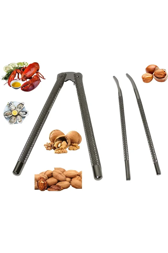 Nutcracker and Seafood Cracker Set Includes 2 Picks Ideal for Crab, Shellfish, Lobster Scallops, Oysters Walnuts and Nuts with Shells Classic Nut Cracker Design