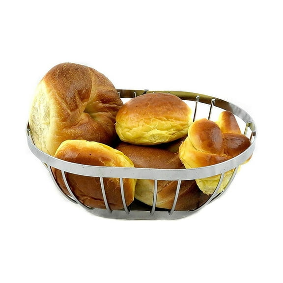 Dependable Industries Oval Metal Chrome Bread and Fruit Basket Muffins Restaurant and Home - Silver 9.25" x 7" x 3 5/8"