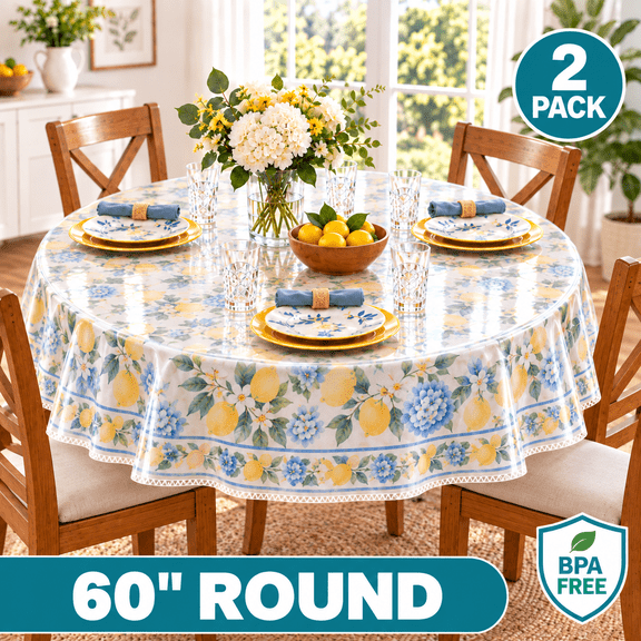 Dependable Industries PEVA Tablecloth Protector 2 Pack 60 Inch Round