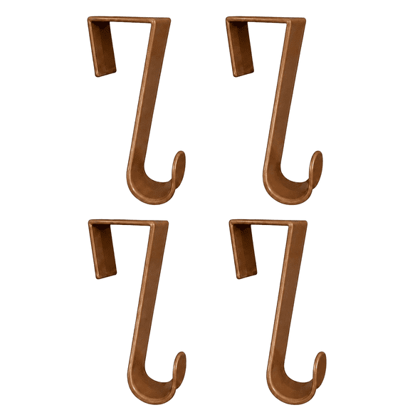 Dependable Industries Plastic Over-the-Door Hooks, 4-Pack, Brown