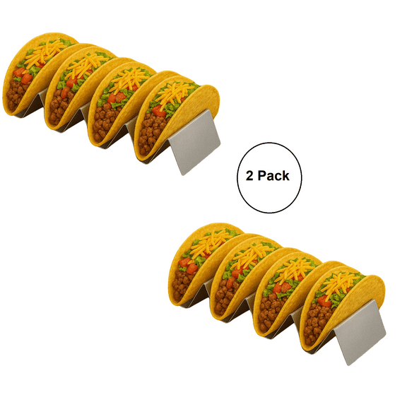 Dependable Industries Premium Commercial Grade Stainless Steel Taco Holders - Set of 2, 9.5" x 2.75" x 1.5"