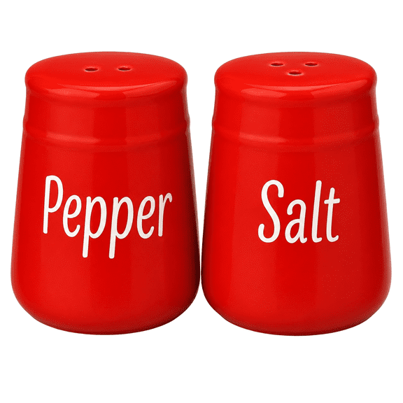 Dependable Industries Red Ceramic Salt and Pepper Shaker Set