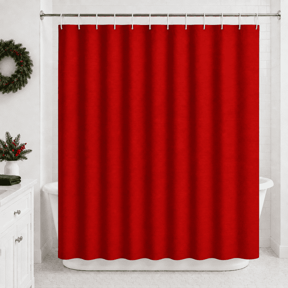 Dependable Industries Red Textured Christmas Shower Curtain 70 x 72