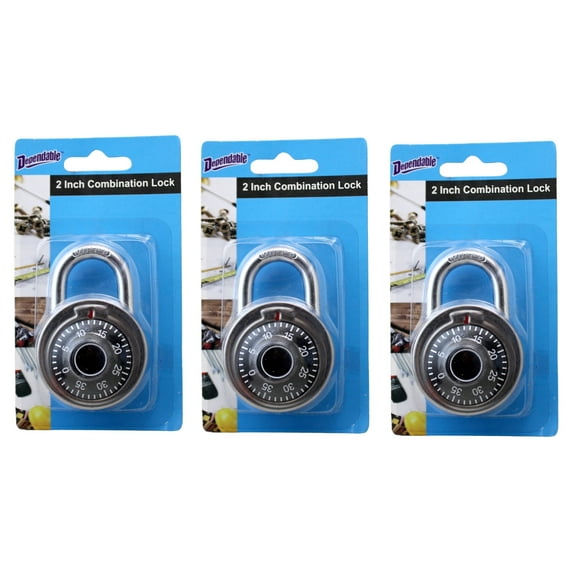 Dependable Industries Set of 3 Combination Locks Ideal for Lockers Sheds Garage Doors Cages Bicycle Chains and Other Purposes