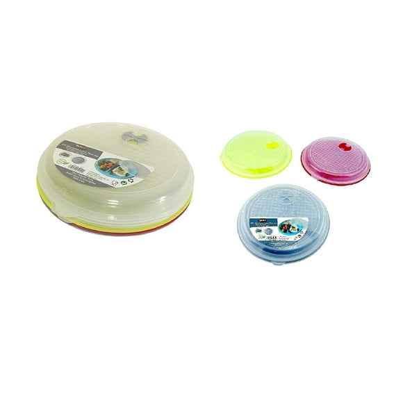 Dependable Industries Set of 3 Divided Microwave Lunch Plate Set with Lids Vented Food Storage Food Grade Plastic