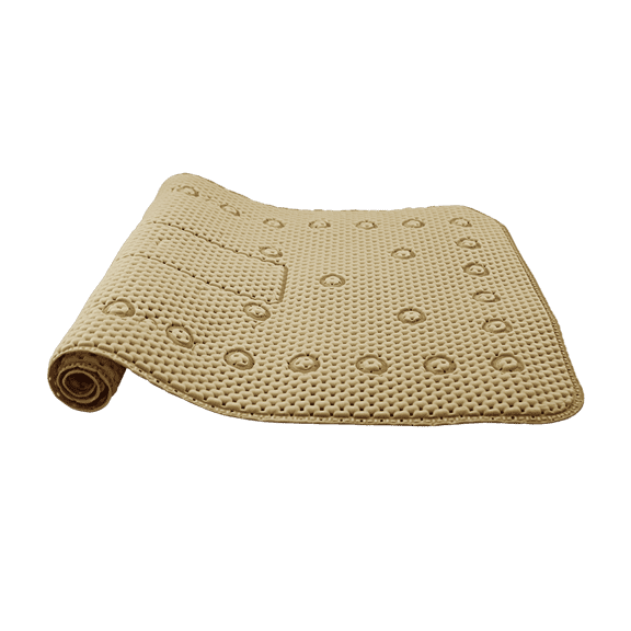 Soft Foam Bathtub & Shower Mat Non Slip with Suction Cups 27.5" x 16" Beige Cushioned Spa Bathroom Mat