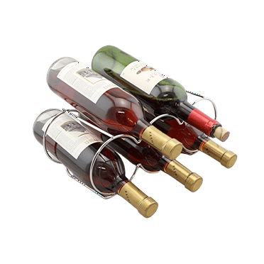 Dependable Industries Stackable Metal Wine Rack, 5-Bottle Free Standing Holder, Silver
