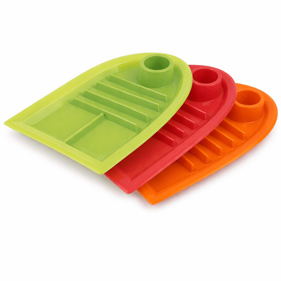 Set of 3 Taco Holder Plates with Dividers, BPA-Free Plastic Taco Trays