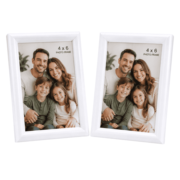 2 Pack White 4x6 Picture Frames Tabletop Wall Mount Horizontal Vertical Photo Display by Dependable Industries