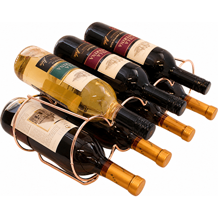 Dependable Industries inc. Essentials Rose Gold Stackable Table Top Wine Rack - Holds up to 7 Bottles and Keeps Wine Horizontal to Prevent Oxidation - Perfect for Wine Enthusiasts and Home Decor