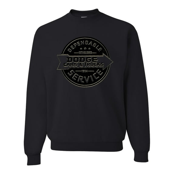 Dependanble Service of Dogde since 1914 | Mens Cars and Trucks Crewneck Graphic Sweatshirt, Black, Small
