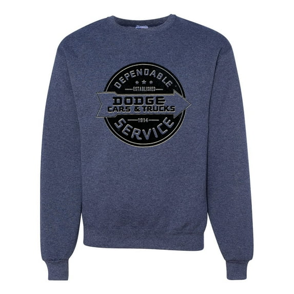Dependanble Service of Dogde since 1914 | Mens Cars and Trucks Crewneck Graphic Sweatshirt, Vintage Heather Navy, 2XL