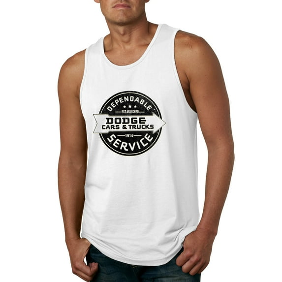 Dependanble Service of Dogde since 1914 | Mens Cars and Trucks Graphic Tank Top, White, 3XL