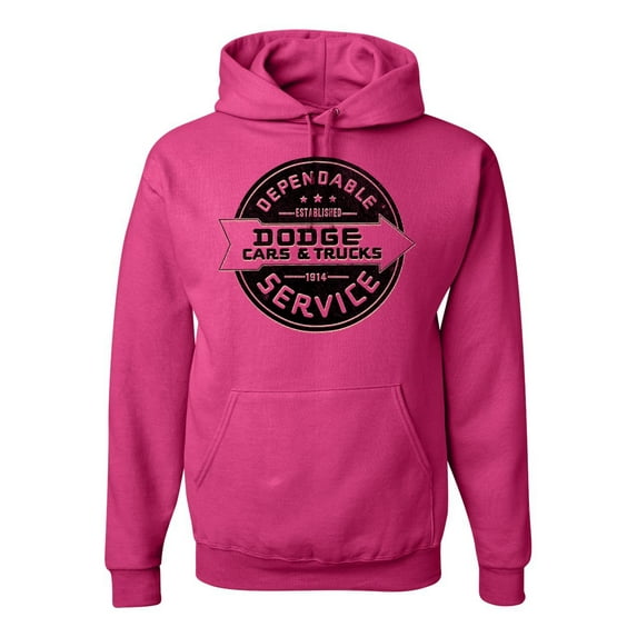 Dependanble Service of Dogde since 1914 | Mens Cars and Trucks Hooded Sweatshirt Graphic Hoodie, Fuschia, Small
