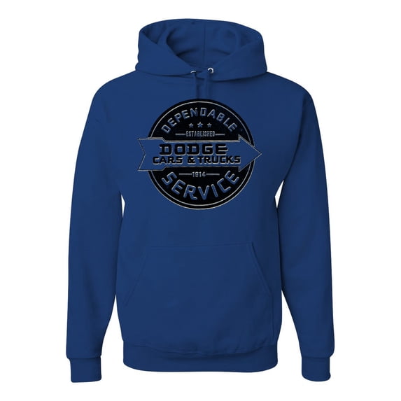 Dependanble Service of Dogde since 1914 | Mens Cars and Trucks Hooded Sweatshirt Graphic Hoodie, Royal, 2XL