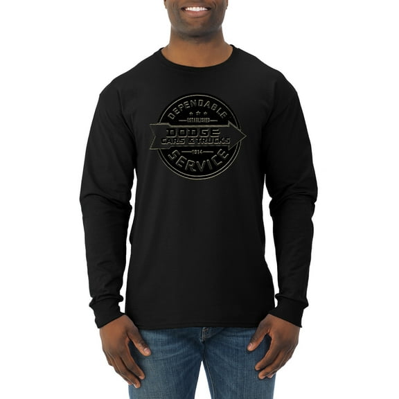 Dependanble Service of Dogde since 1914 | Mens Cars and Trucks Long Sleeve T-Shirt, Black, Small