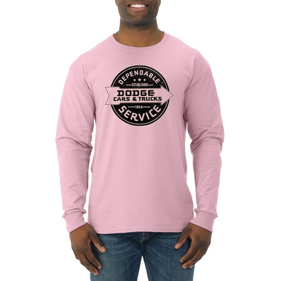 Dependanble Service of Dogde since 1914 | Mens Cars and Trucks Long Sleeve T-Shirt, Light Pink, 3XL