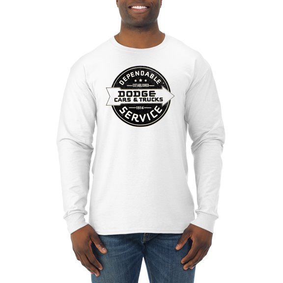 Dependanble Service of Dogde since 1914 | Mens Cars and Trucks Long Sleeve T-Shirt, White, 3XL