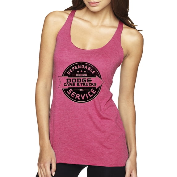 Dependanble Service of Dogde since 1914 | Womens Cars and Trucks Premium Tri-Blend Racerback Tank Top, Vintage Pink, X-Large