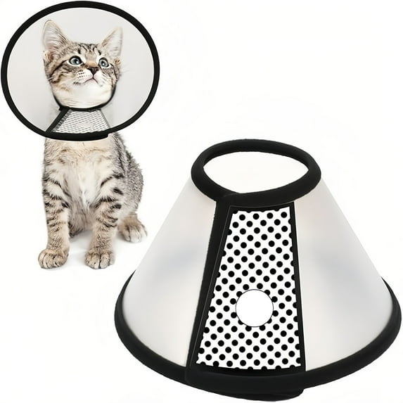 Depets Adjustable Recovery Pet Cone E-Collar for Cats Puppy Rabbit, Plastic Elizabeth Protective Collar Wound Healing Practical Neck Cover, Neck Girth 4.3 in