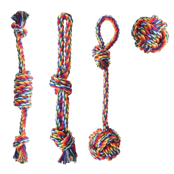Depets Dog Rope Toy, 4PCS Assorted Puppy Chew Toy Pack, Durable Rope Knot Dog Toy, Puppy Teething Playing Toys for Small Dogs Puppies