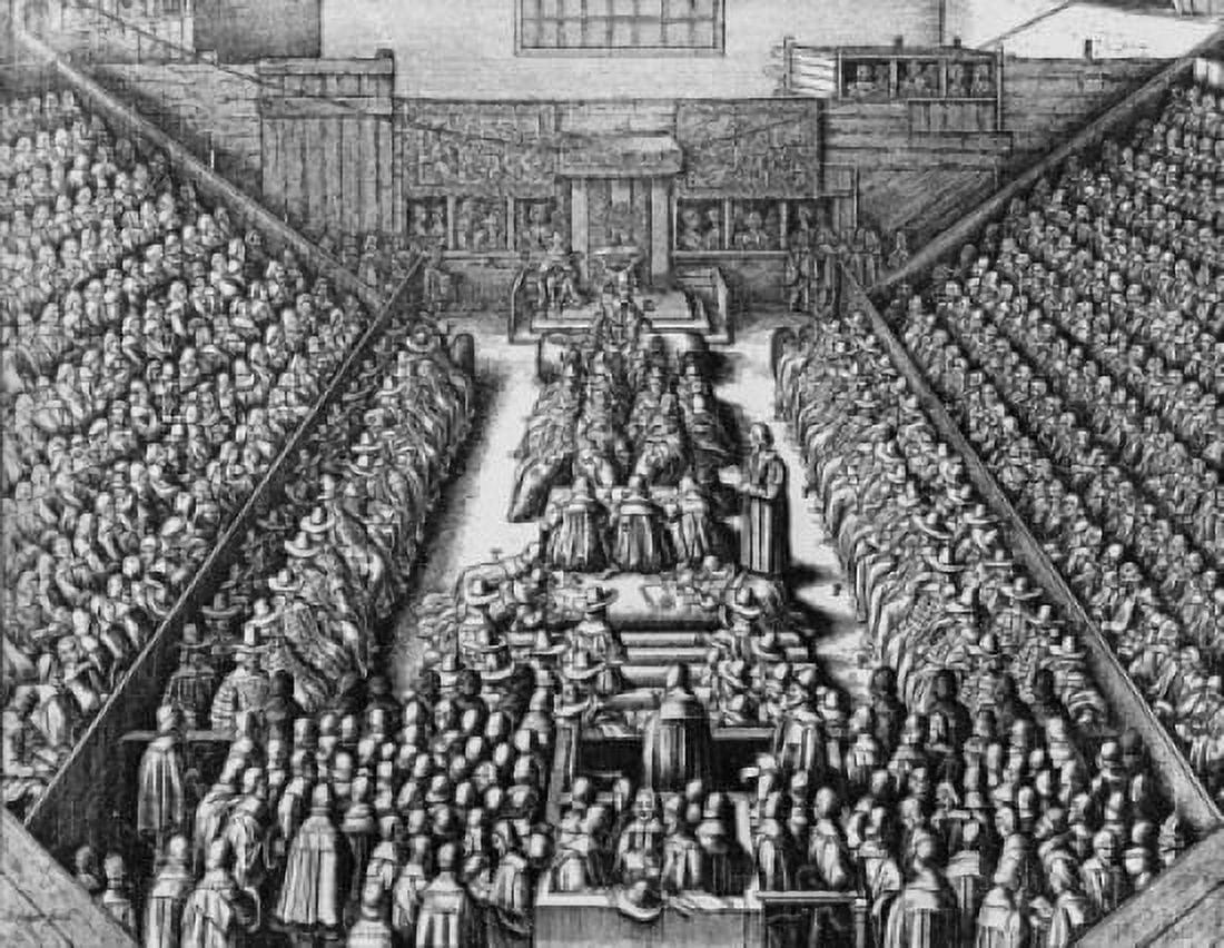 Depiction of the Parliament of Londons Session of the Sentence of the Earl of Stafford Wenceslaus Hollar (1607-1677 Czech) Etching Canvas Art - Wenceslaus Hollar (24 x 36)