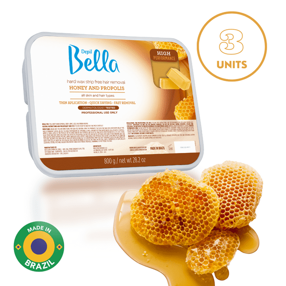 Depil Bella High Performance Hard wax Honey with propolis 28.2 Oz (3 Units Offer)