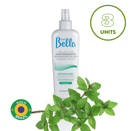 Depil Bella Pre Waxing Astringent Lotion with Mint Extract 500ml (3 Units Offer)