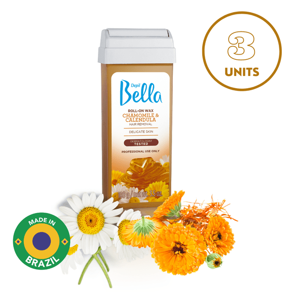 Depil Bella Roll on Chamomile and Calendula Wax Cartridges 3.52Oz  (3 Units Offer)