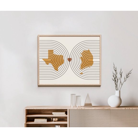 Deployment Gift Going Away Gift Long Distance Gift Two State Two Country Map Print Gift for Overseas Military Deployment