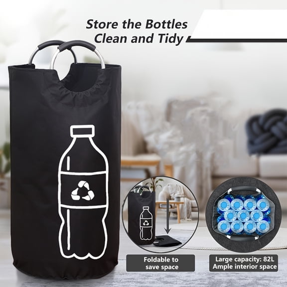 Deposit Bottle Storage, Easy to Carry Recycling Storage Basket, Easy to Store Collection Container, Trash & Recycle Bin Combo, Recycler Bag for Bottle Can Paper (82L)