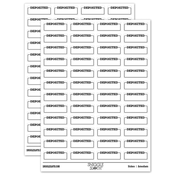 Deposited Blank Box for Date Signature Bank Check Sticker Set - White ...