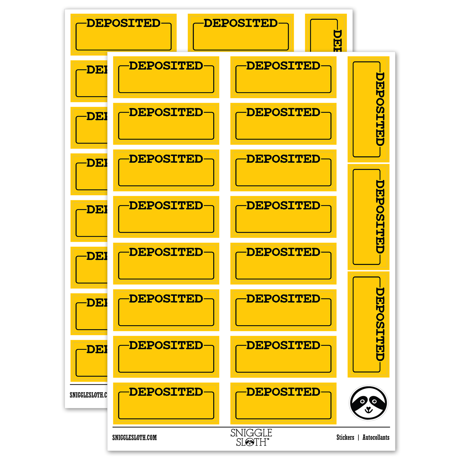 Large Check Sticker Deposited Blank Box for Date Signature Bank Check Sticker Set - Yellow ...