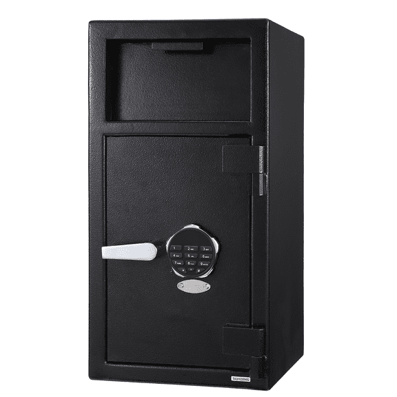 Depository Safe,Digital Depository Safe Box, 13.7'' X 15.7'' X 19.2'' Electronic Steel Safe with Keypad, Locking Drop Box with Slot, Metal Lock Box with Two Emergency Keys for Your Valuables
