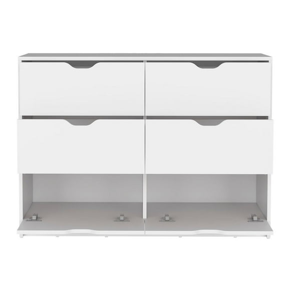 DEPOT E-SHOP Houma 4 Drawer Dresser with 2 Lower Cabinets, Drawer Chest, White