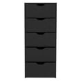 thumbnail image 1 of DEPOT E-SHOP Houma 5 Drawers Narrow Dresser, Slim Storage Chest of Drawers, Black, 1 of 5