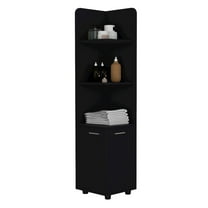 Depot E-Shop 62H" Tall Corner Cabinet with 3-Tier Shelf and 2-Door, Black