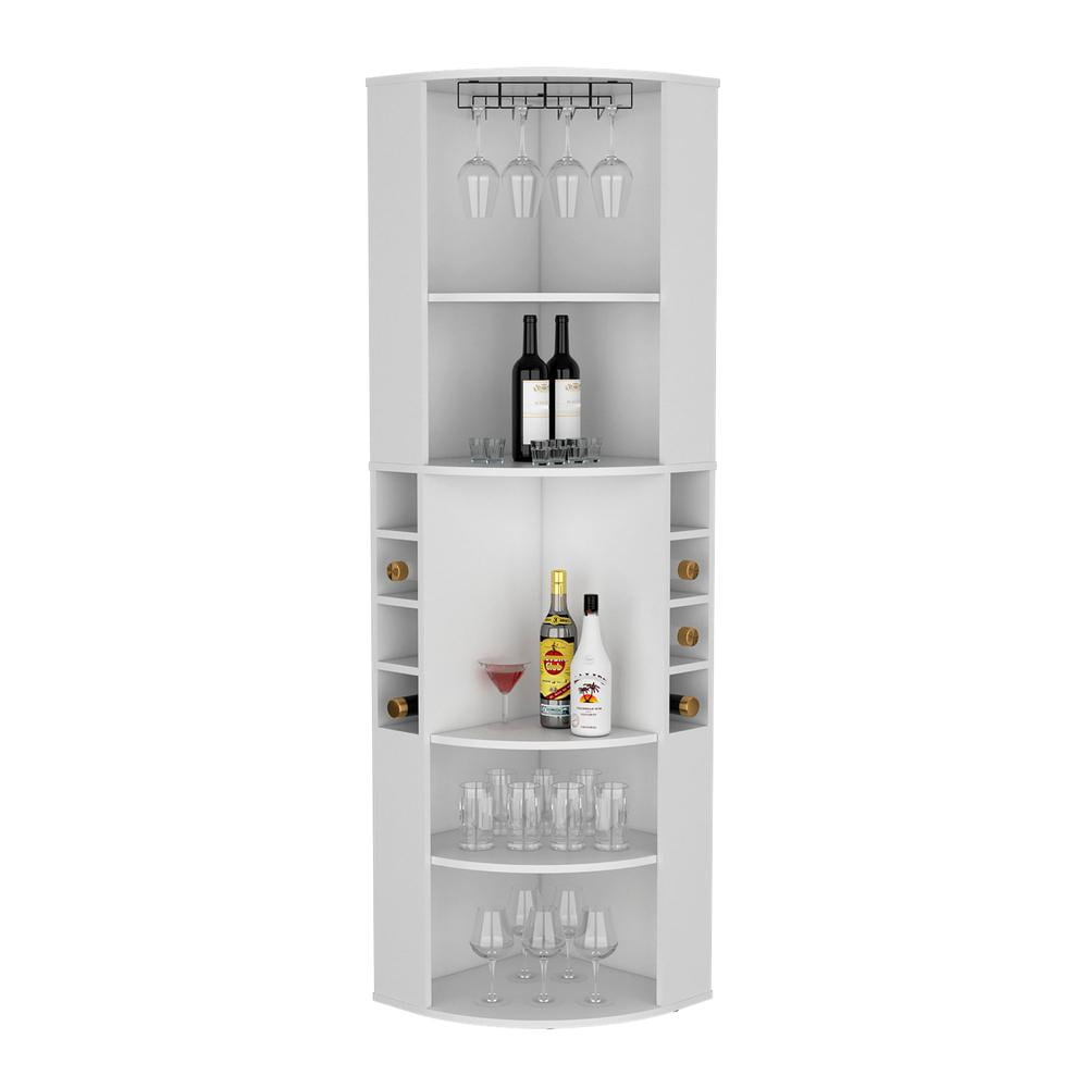 Depot 71" Corner Bar with Five Shelves, Eight Bottle