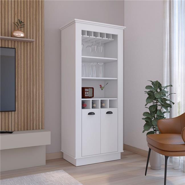 Depot E-Shop Bar Cabinet Multi-Storage Unit with Built-in Bottle and Glass Racks