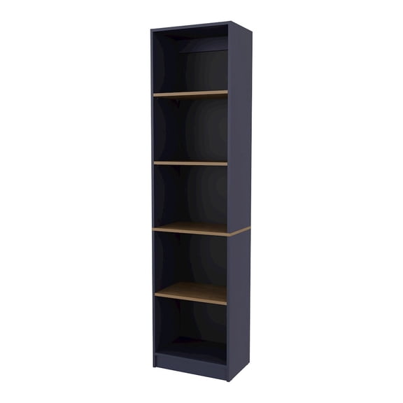 Depot E-Shop Bogue Bookcase, 5 Shelves, Alby Blue / Natural Oak