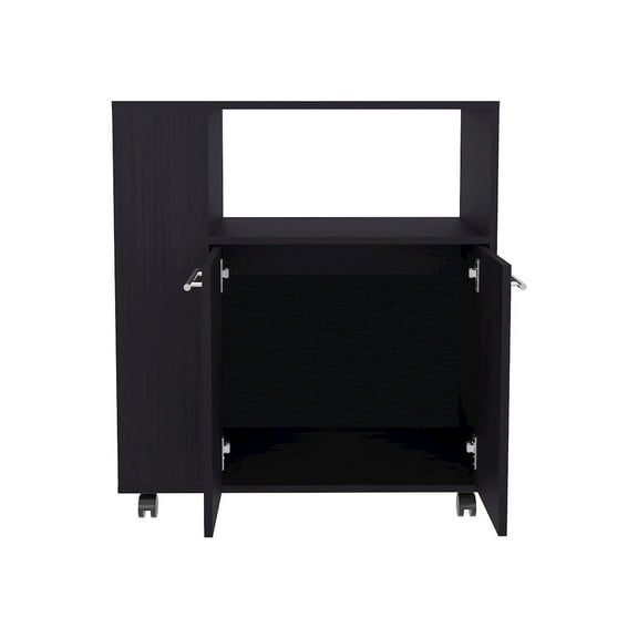 Depot E-Shop Bremerton Kitchen Cart, 2 Doors, 3 Shelves, 4 Wheels, Black Wengue