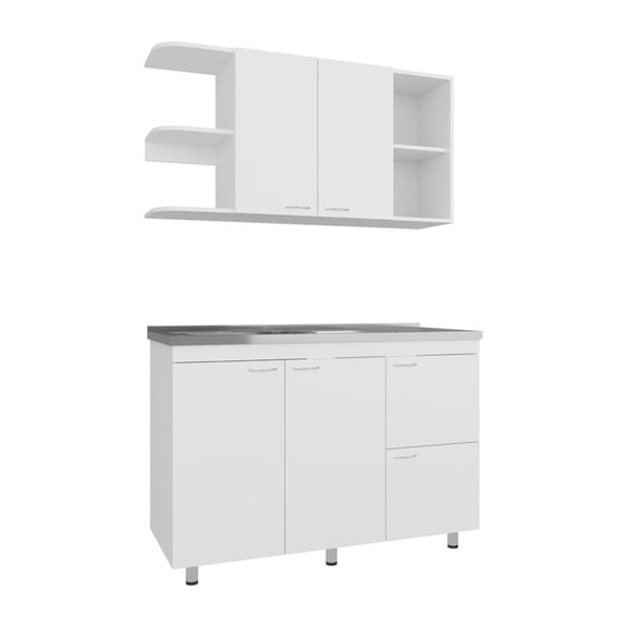 Depot E-Shop Byron Kitchen Cabinet Set, 6 Doors, 9 Shelves, White