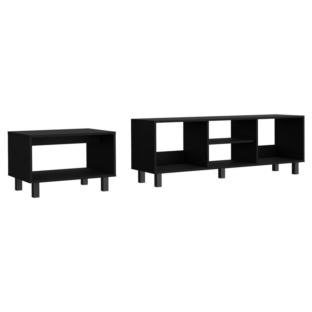 Carter Black Manufactured Wood TV Stand and Coffee Table Set