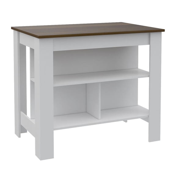 Depot E-Shop Delos Kitchen Island White - Walnut