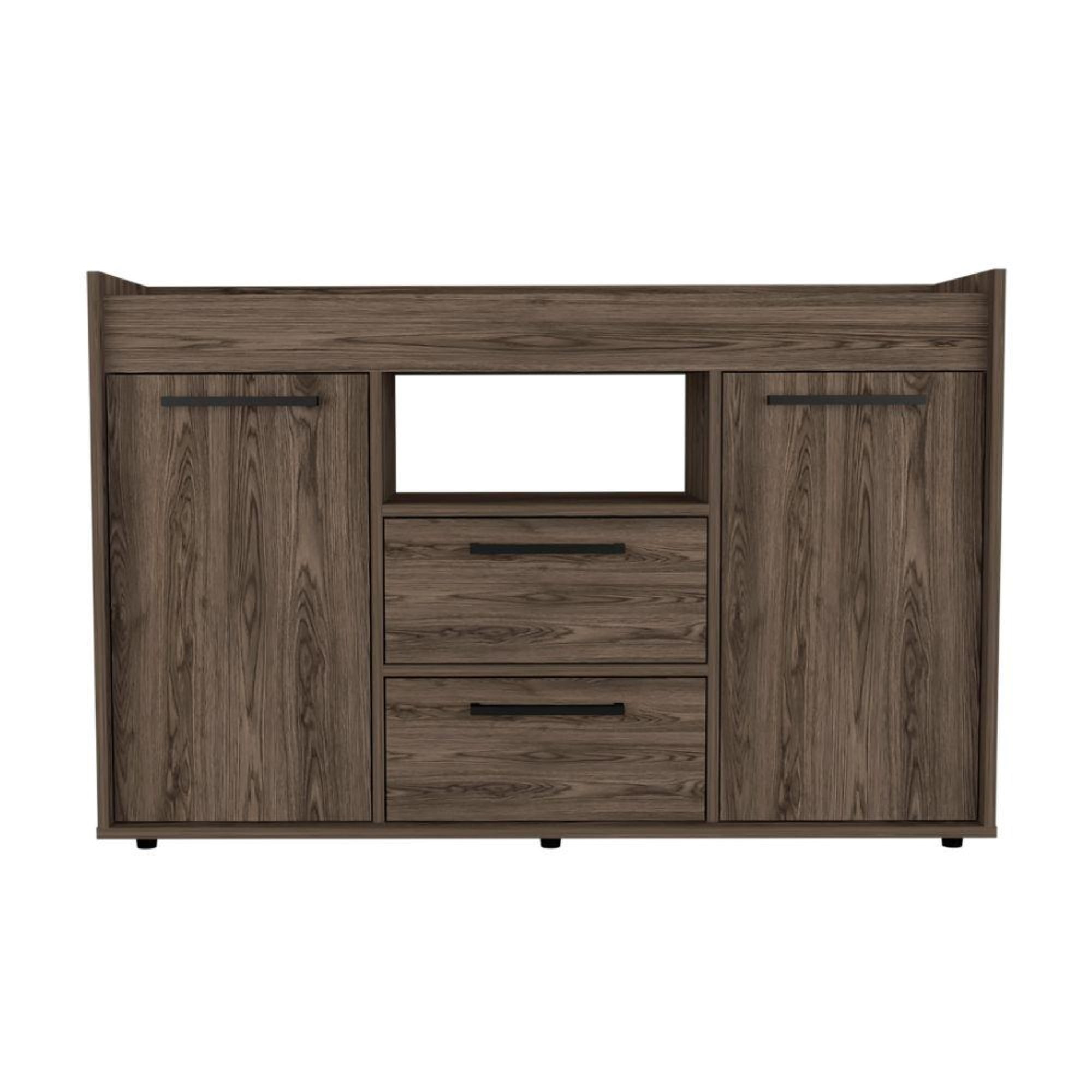 Hart Dark Walnut Particle Board Sideboard with Double Doors and Drawers