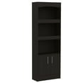 thumbnail image 1 of Depot E-Shop Dozza 71-inch Tall Bookcase with 3 Shelves, Double Door Cabinet, and Metal Hardware, Black Wenge, 1 of 7
