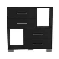 DEPOT E-SHOP Fountain Dresser, Two Open Shelves, Four Drawers, Black