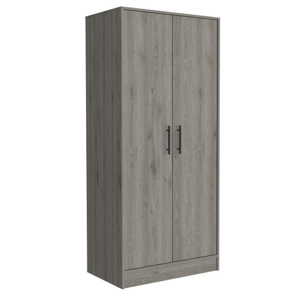 Depot E-Shop Darwin 180 Armoire with Double Doors, Metal Rod, Top Shelf, and Drawer, Light Gray