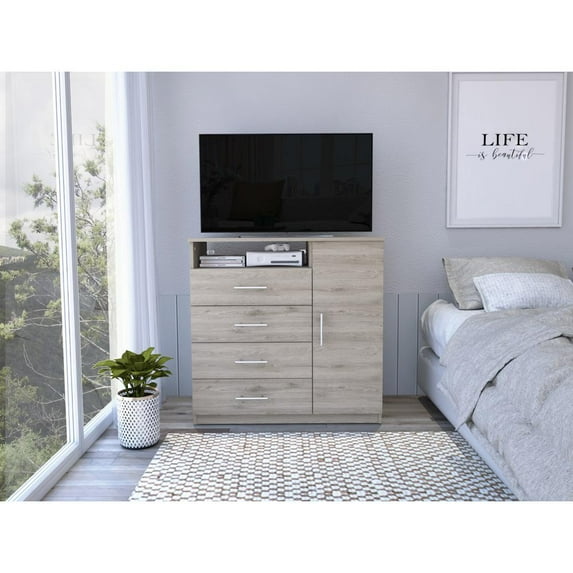 Depot EShop Rioja 4 Drawer Dresser With Light Gray Finish DE-CLZ6587